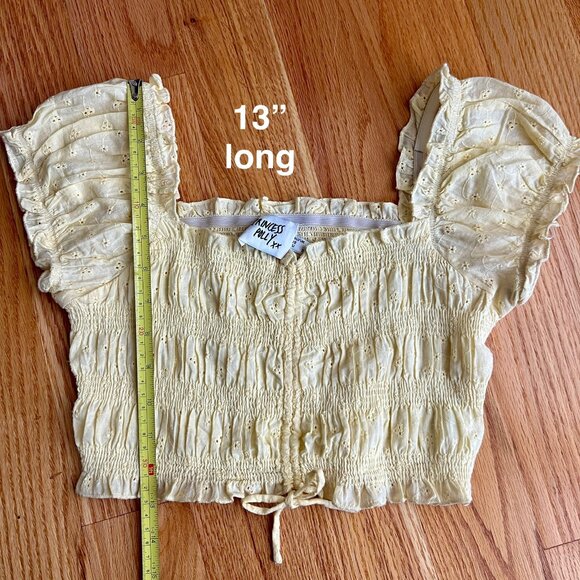 Princess Polly Elmera Top Lemon Yellow Embroidery Crop Top Size 2 - Picture 8 of 8